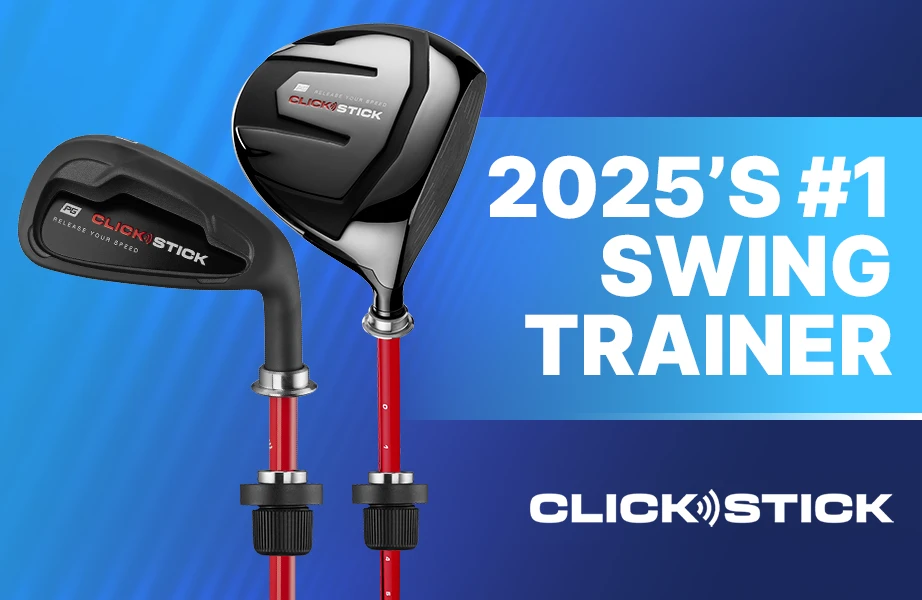 Close up of the Click Stick 7-Iron and Click Stick Driver - Detailing features of the speed release clicker.