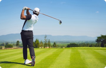 Player smokes a drive farther down the fairway with full confidence, now the the click stick driver has fixed his release.