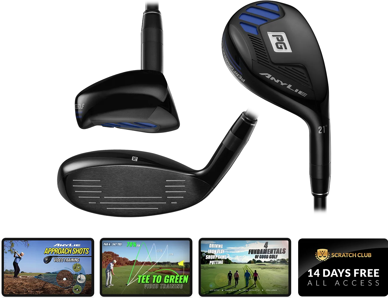 Various angles of the AnyLie Hybrid clubhead. Plus, exclusive digital bonuses included.