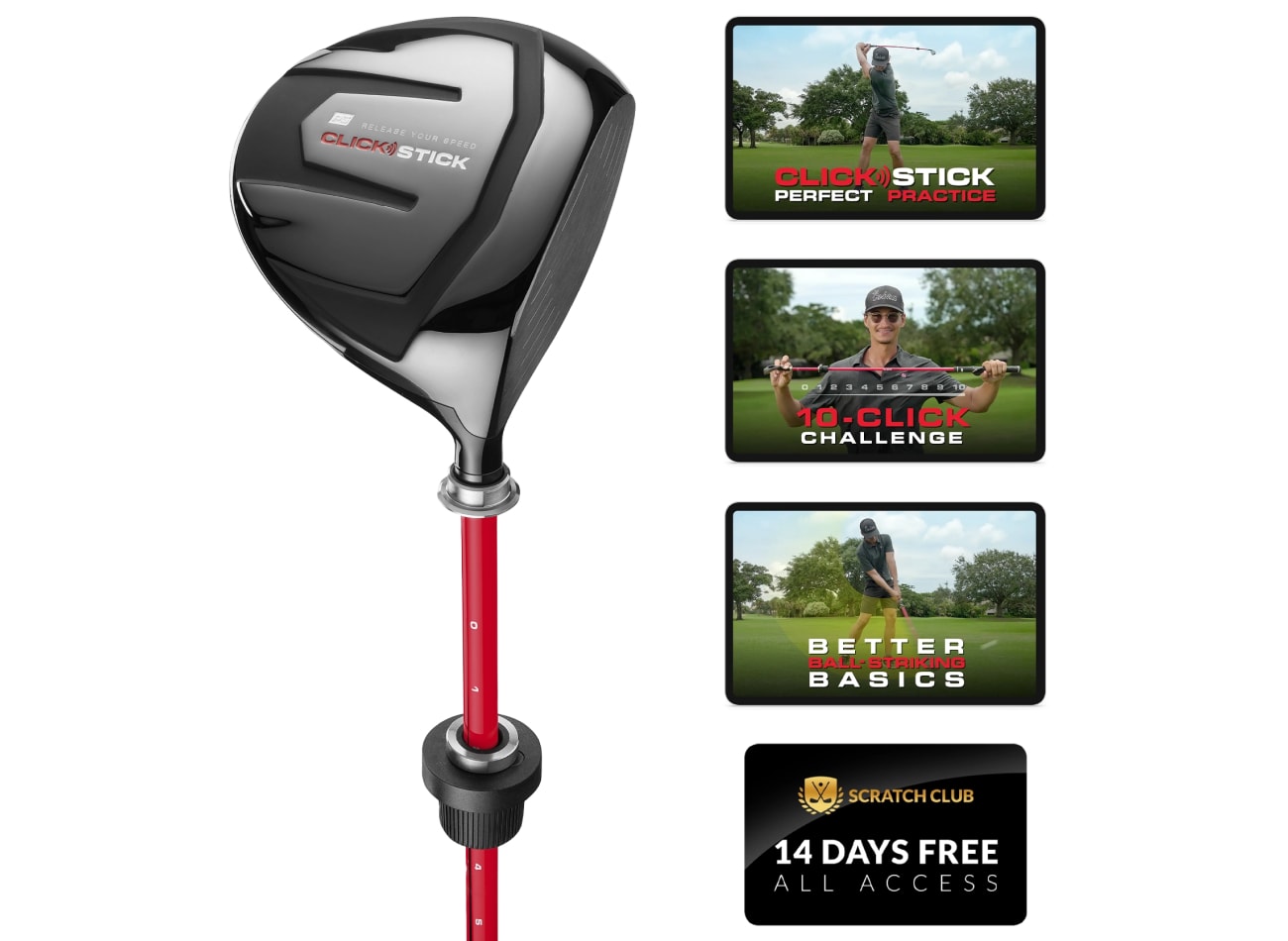Close up of the click stick driver and free digital bonuses.