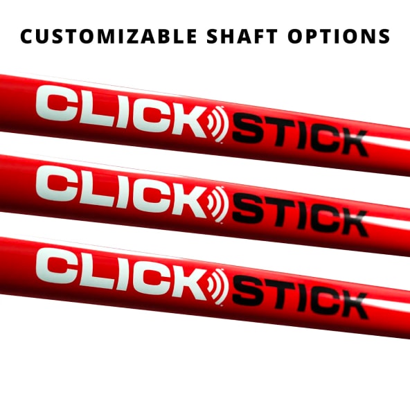 Various images of the  up of the click stick driver shaft, available in different flex options